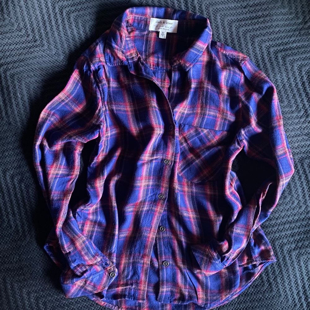 Shades of Flame Plaid Shirt Women's Small Anthropologie Grunge Punk Maximalist